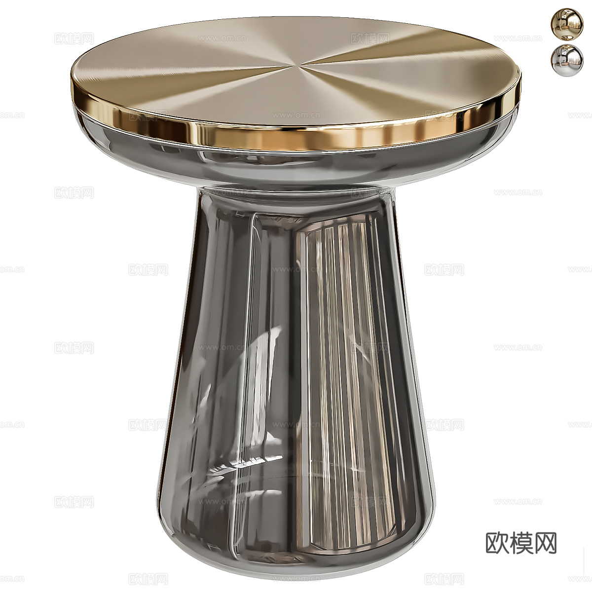 现代意式轻奢 Mush 玻璃边几3d模型