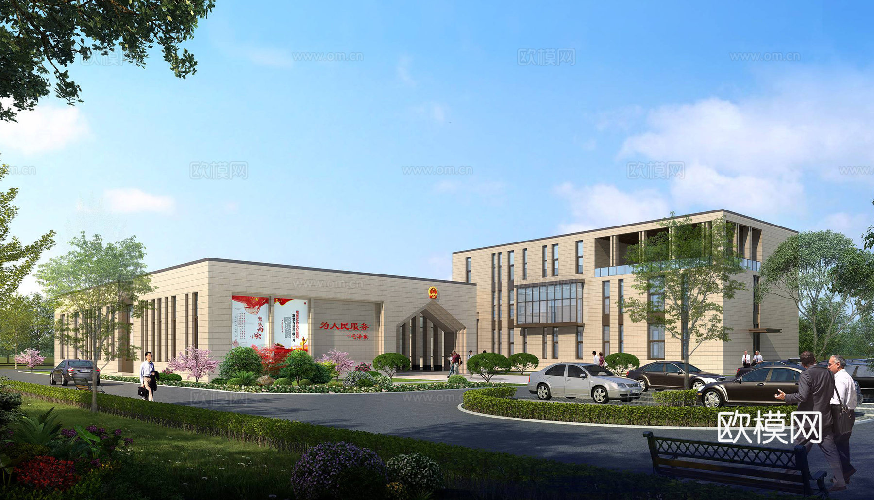 现代政府办公楼建筑外观su模型下载