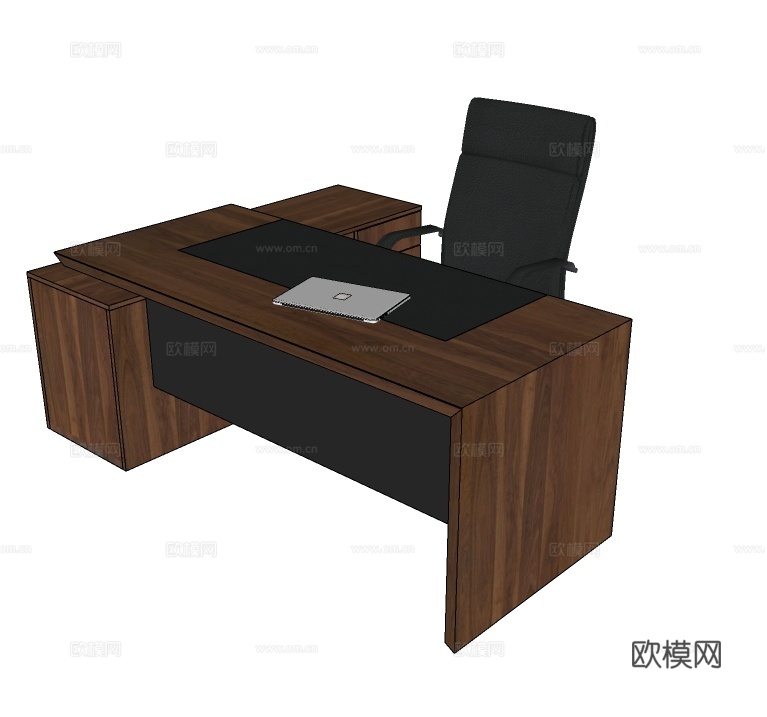 现代班台办公桌椅su模型下载