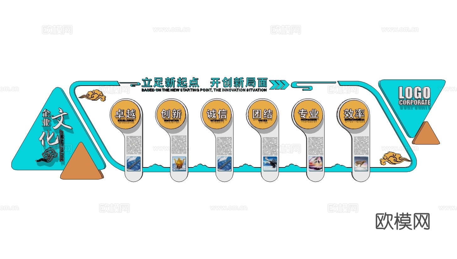 现代企业文化墙su模型下载
