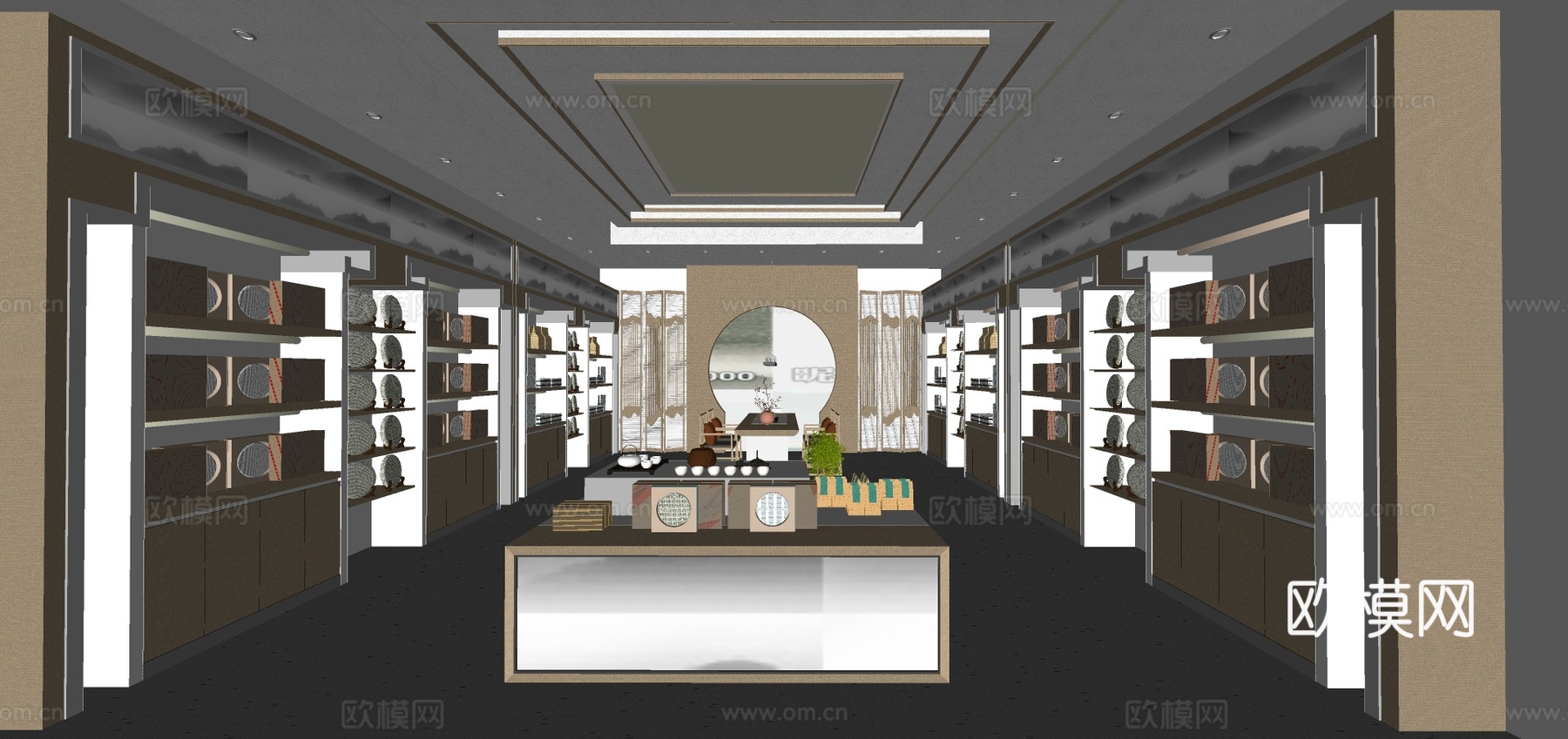 新中式烟酒茶专卖店su模型下载