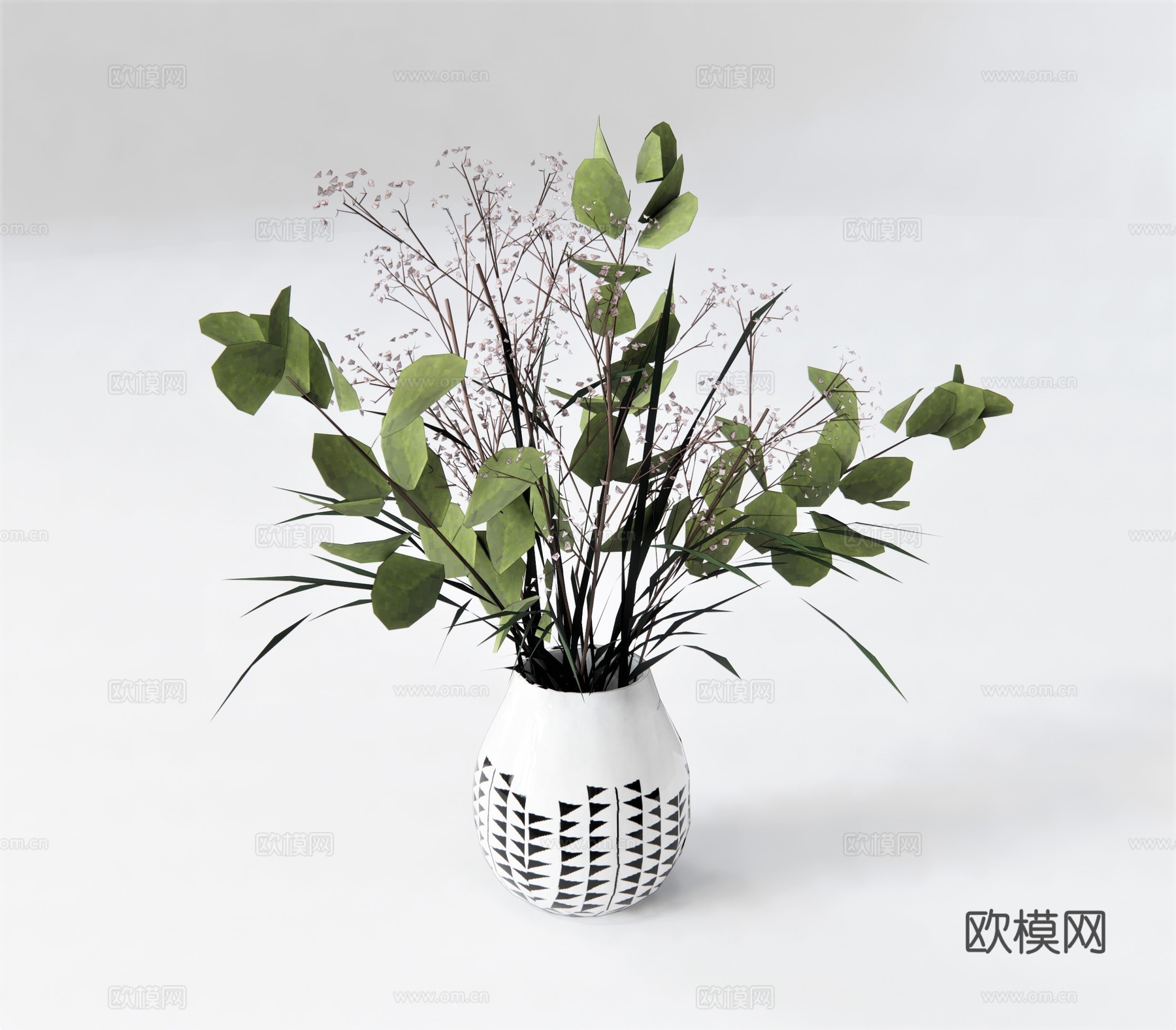 现代花瓶插花su模型下载