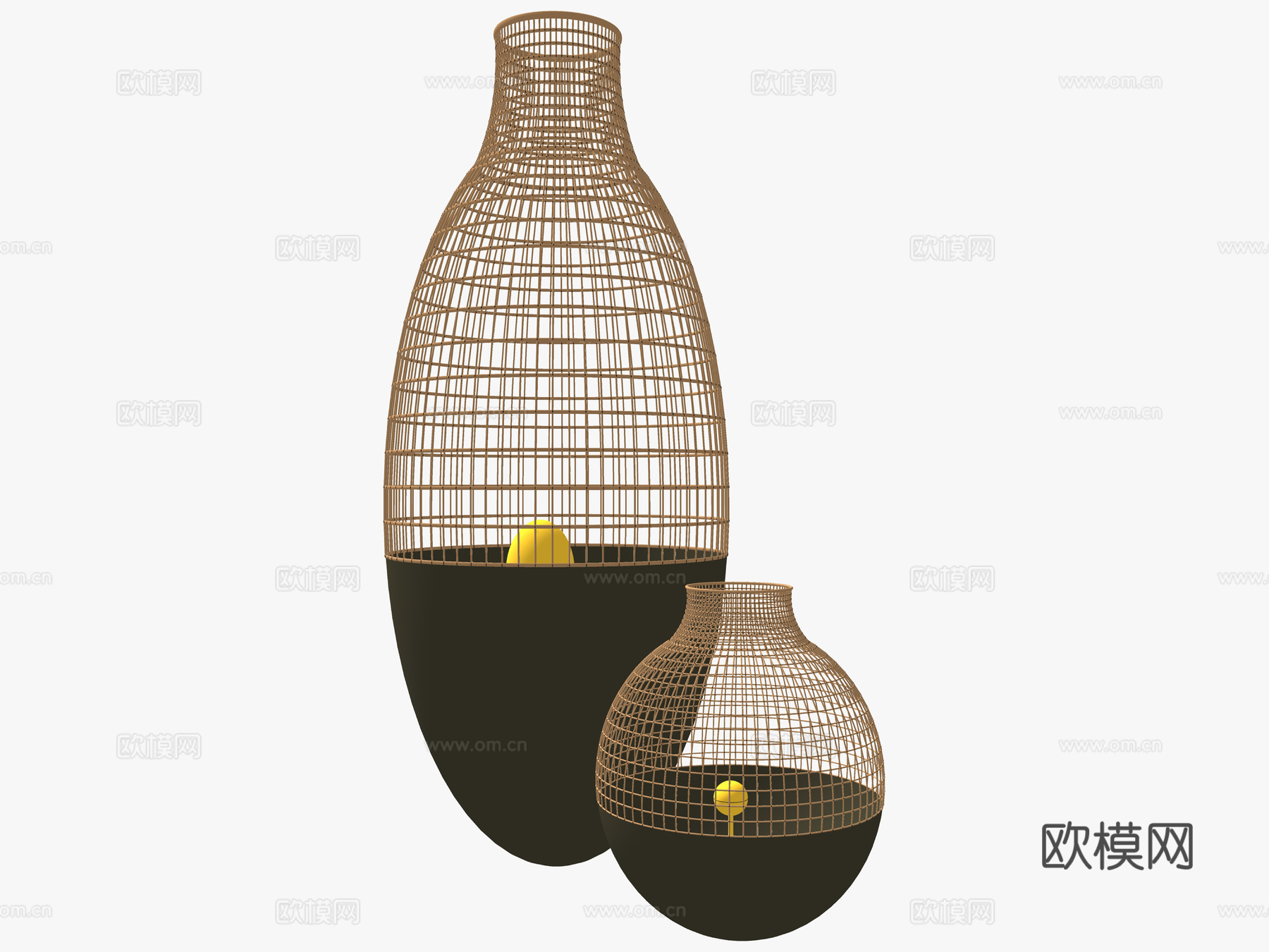 现代竹编摆件su模型下载