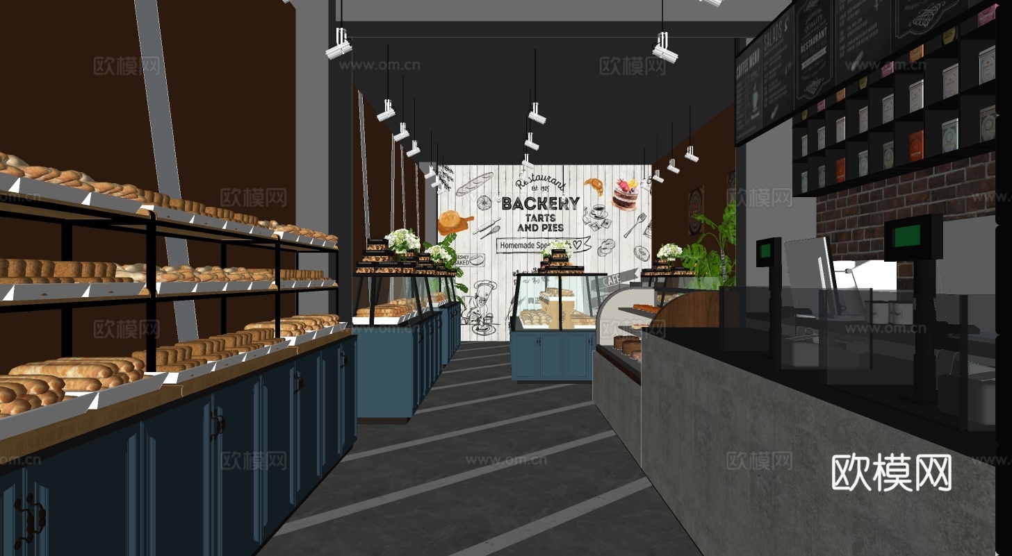 现代面包店su模型下载
