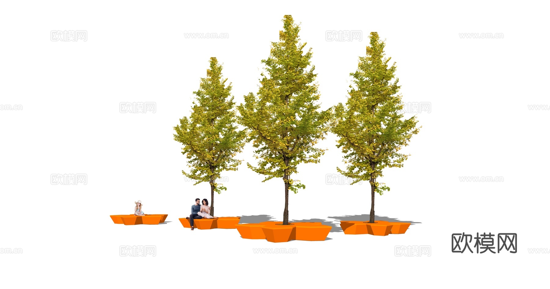 现代花瓣景观座椅su模型下载