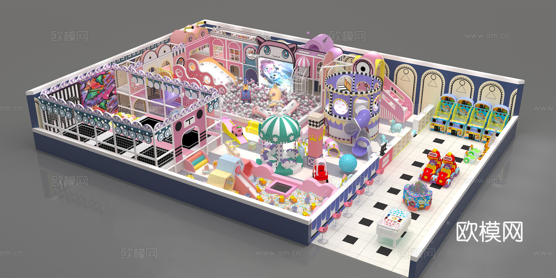 儿童乐园淘气堡3d模型下载（渲染图1）
