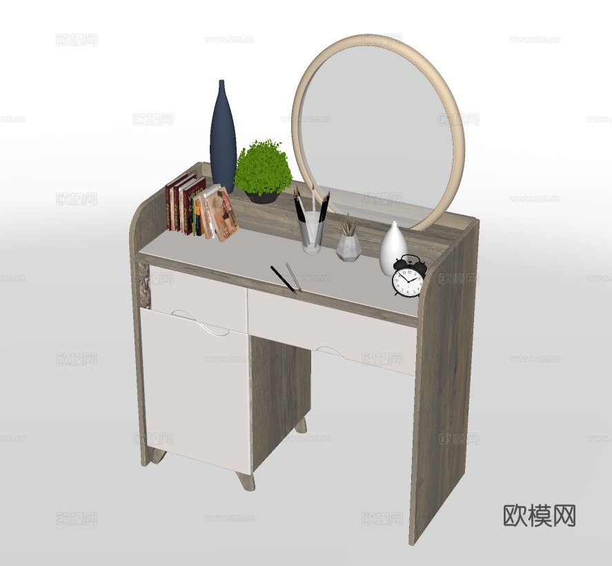 现代梳妆台su模型下载