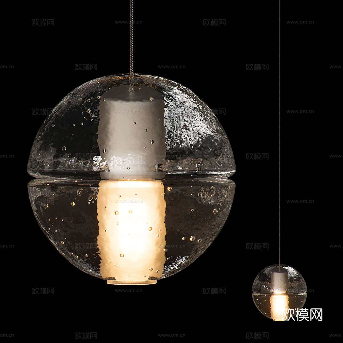现代轻奢球形玻璃装饰吊灯3d模型