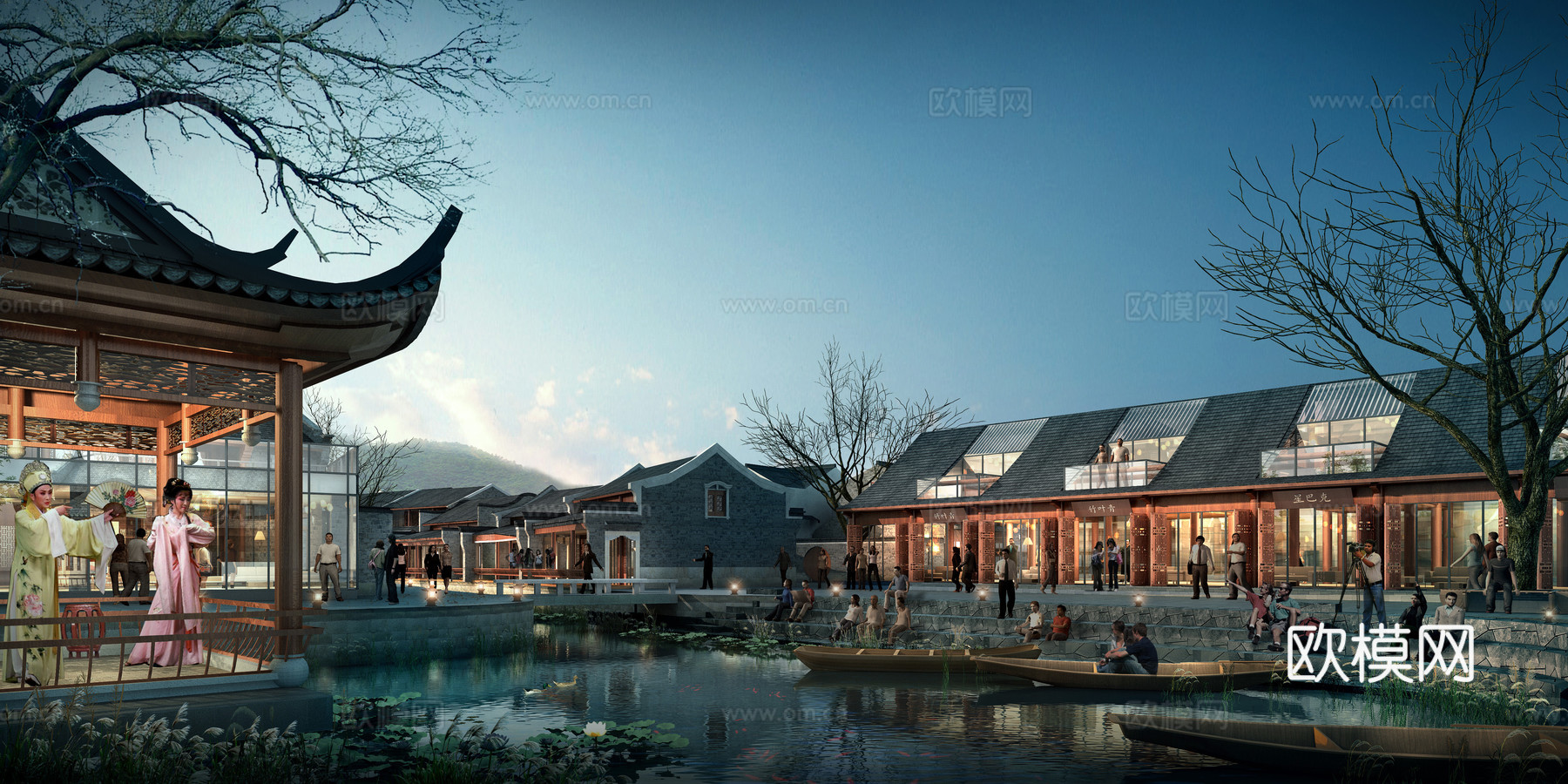 中式古村住宅su模型下载