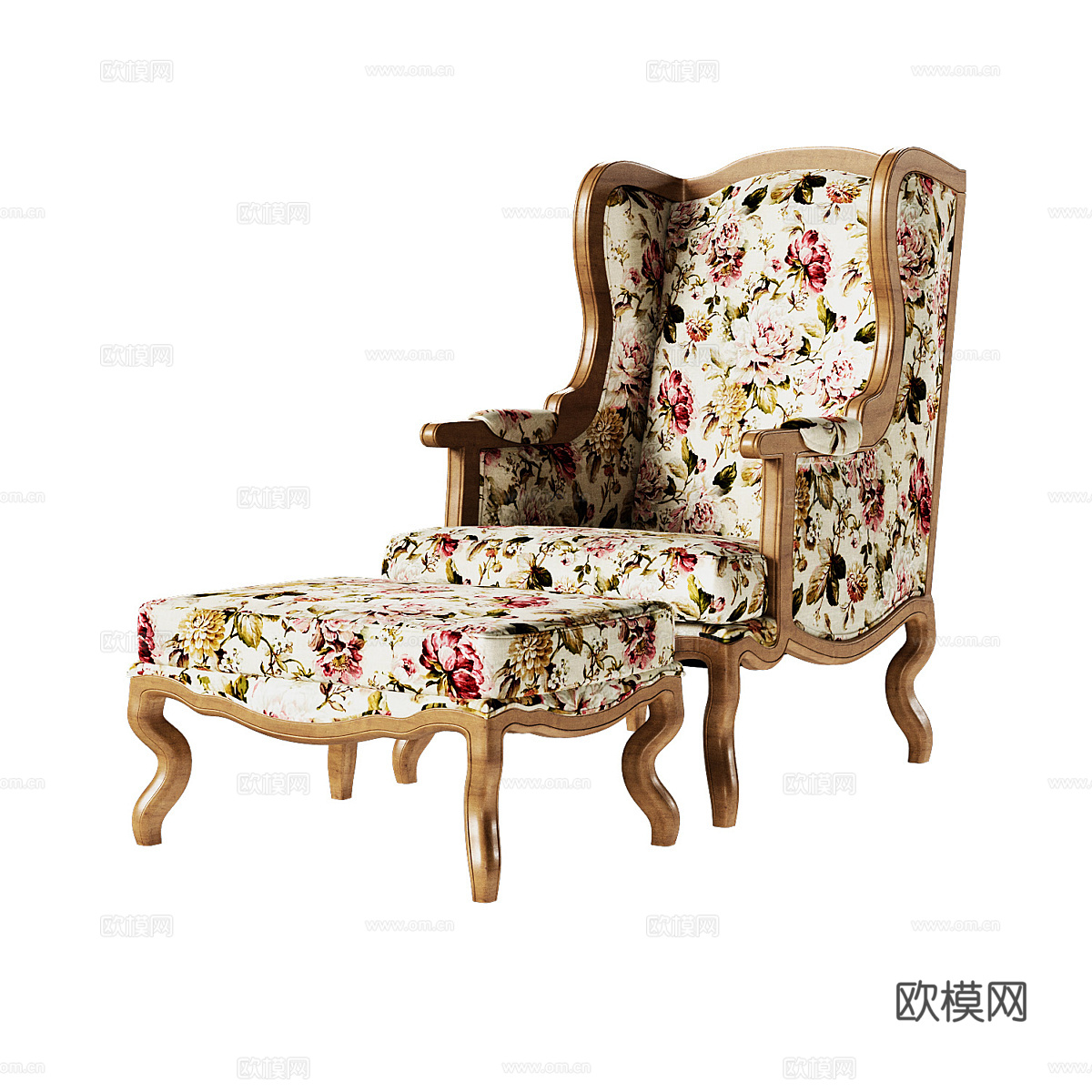 美式乡村布艺休闲椅3d模型