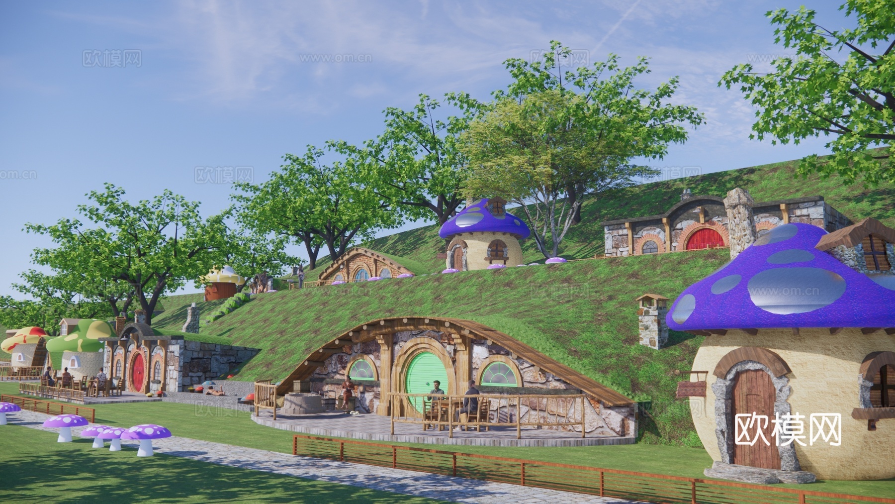 现代霍比特小屋度假生态木屋农家乐su模型下载
