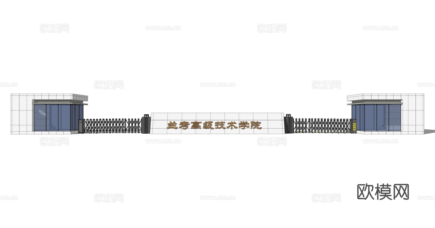 现代学校入口大门su模型下载