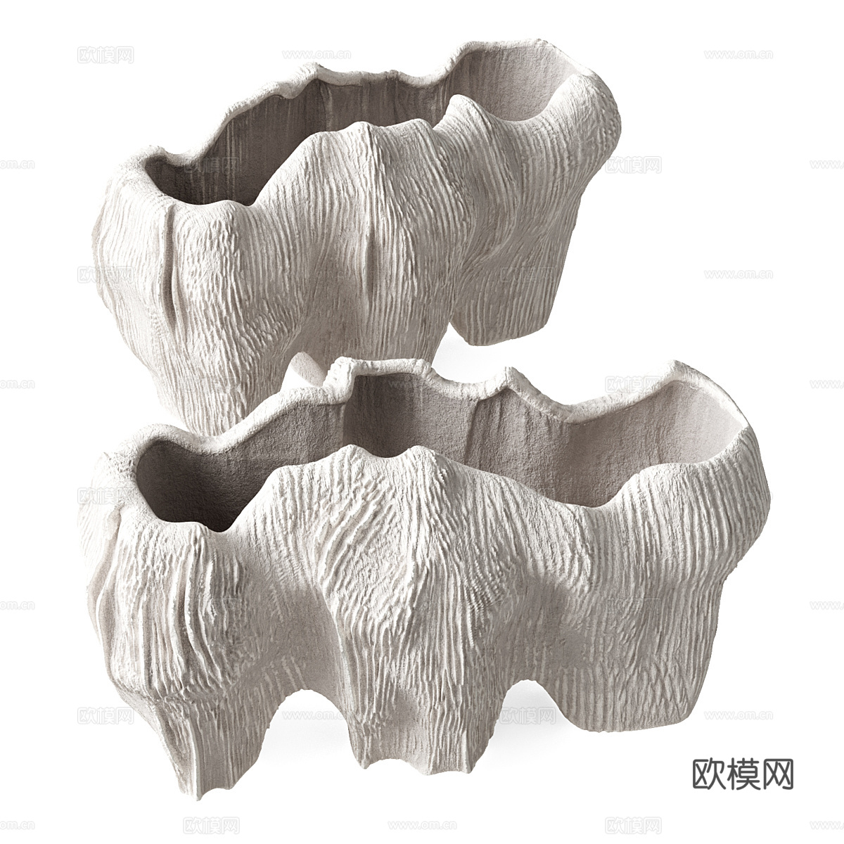 现代意式珊瑚花瓶 陶罐3d模型