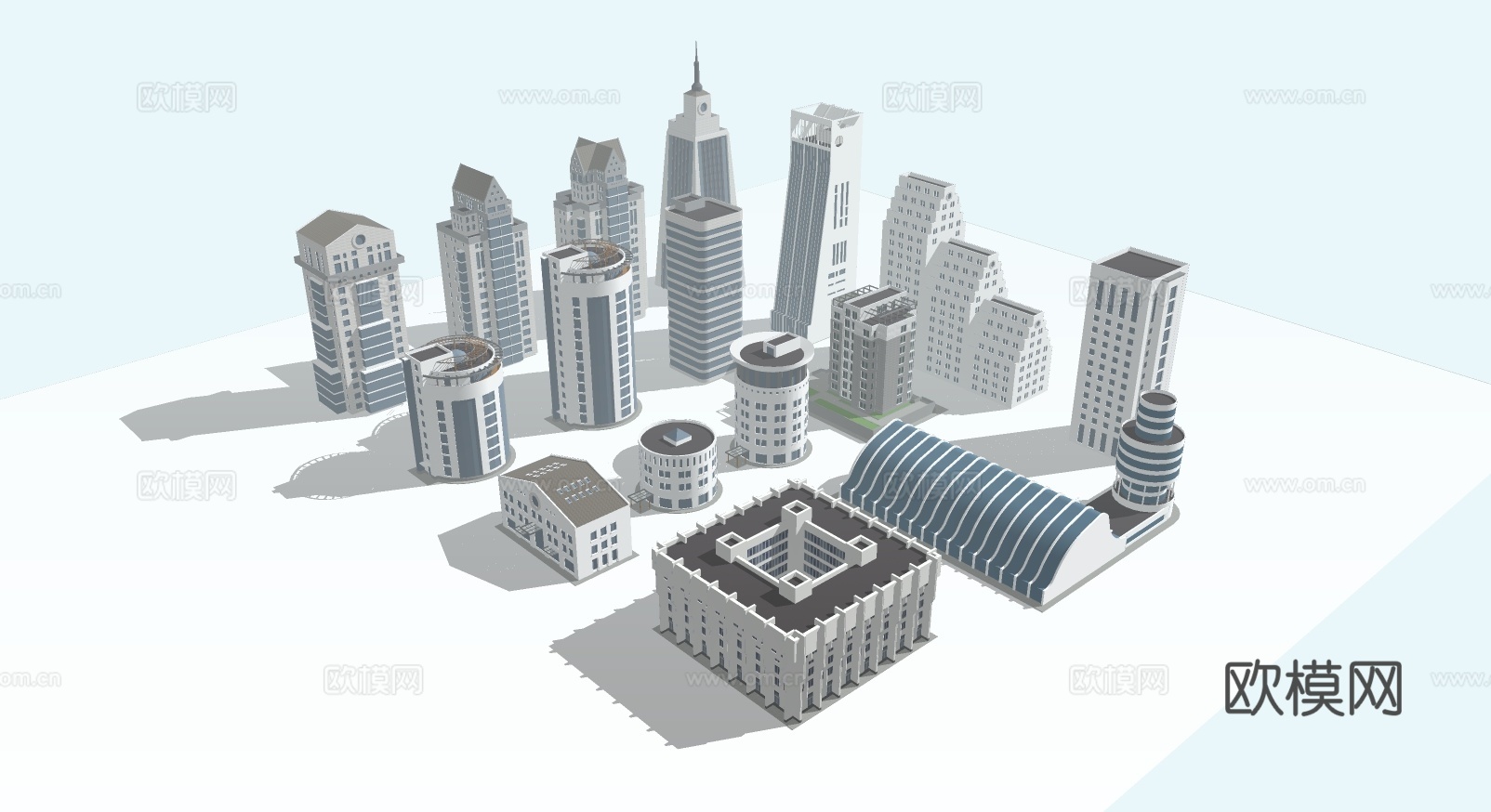 现代商业楼建筑外观su模型下载