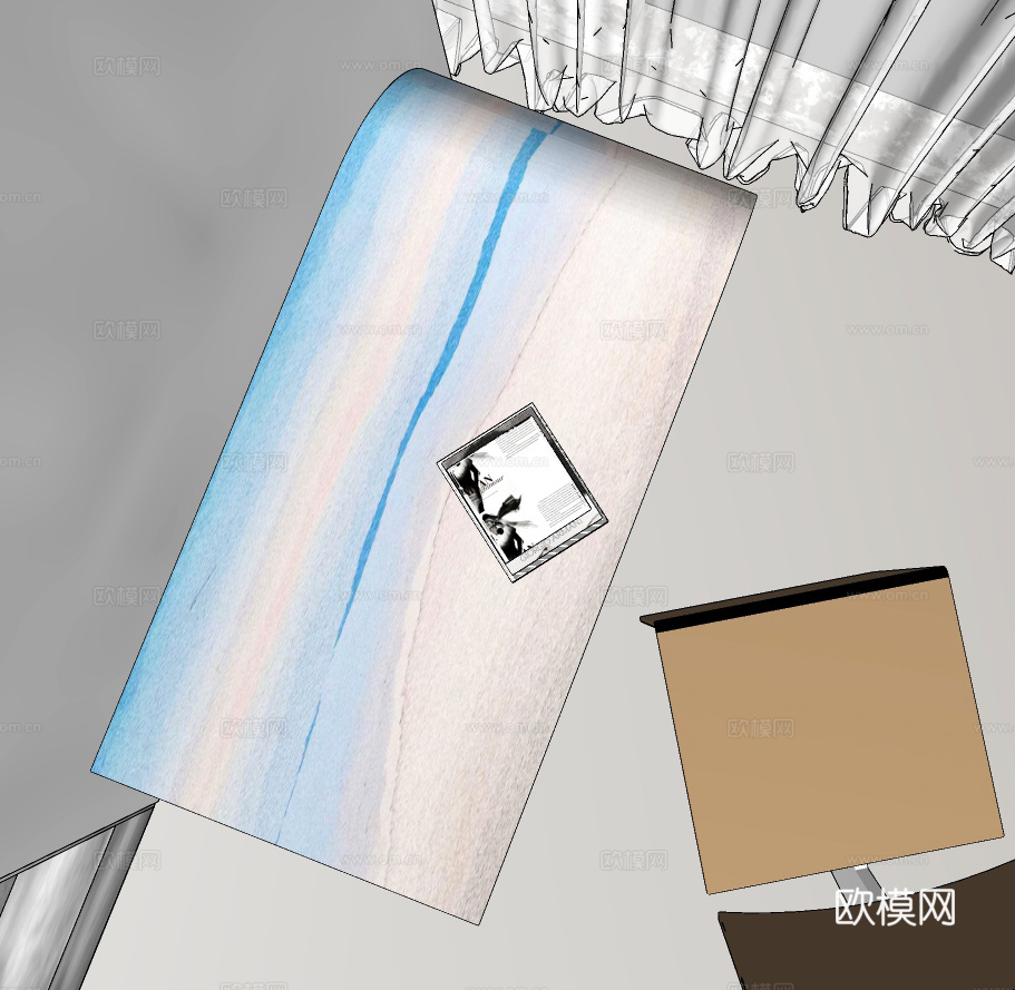 现代个性书桌椅su模型下载