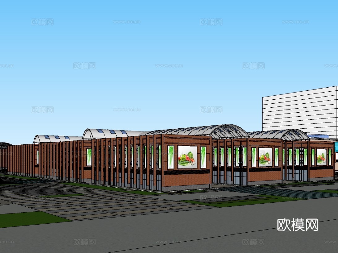 现代商贸物流园建筑外观su模型下载