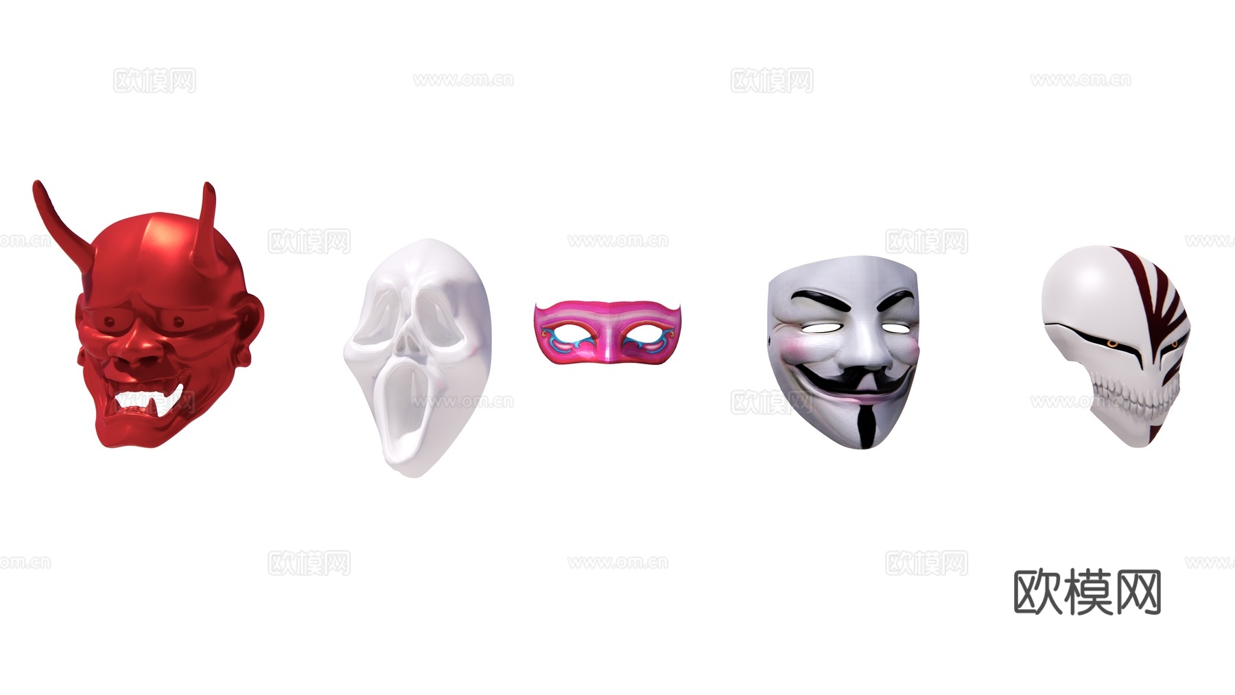 现代鬼脸小丑面具su模型下载