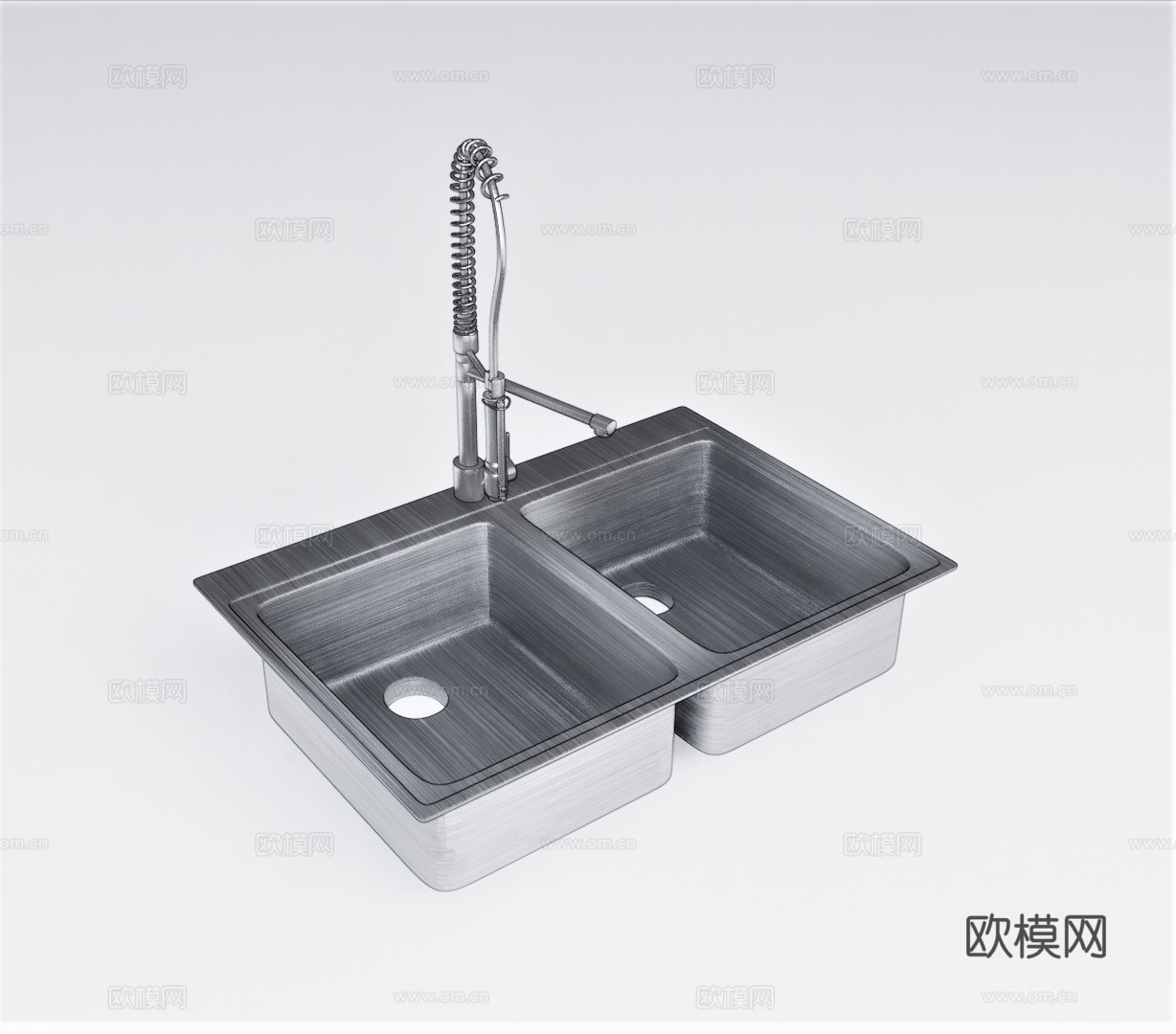 现代不锈钢水槽su模型下载