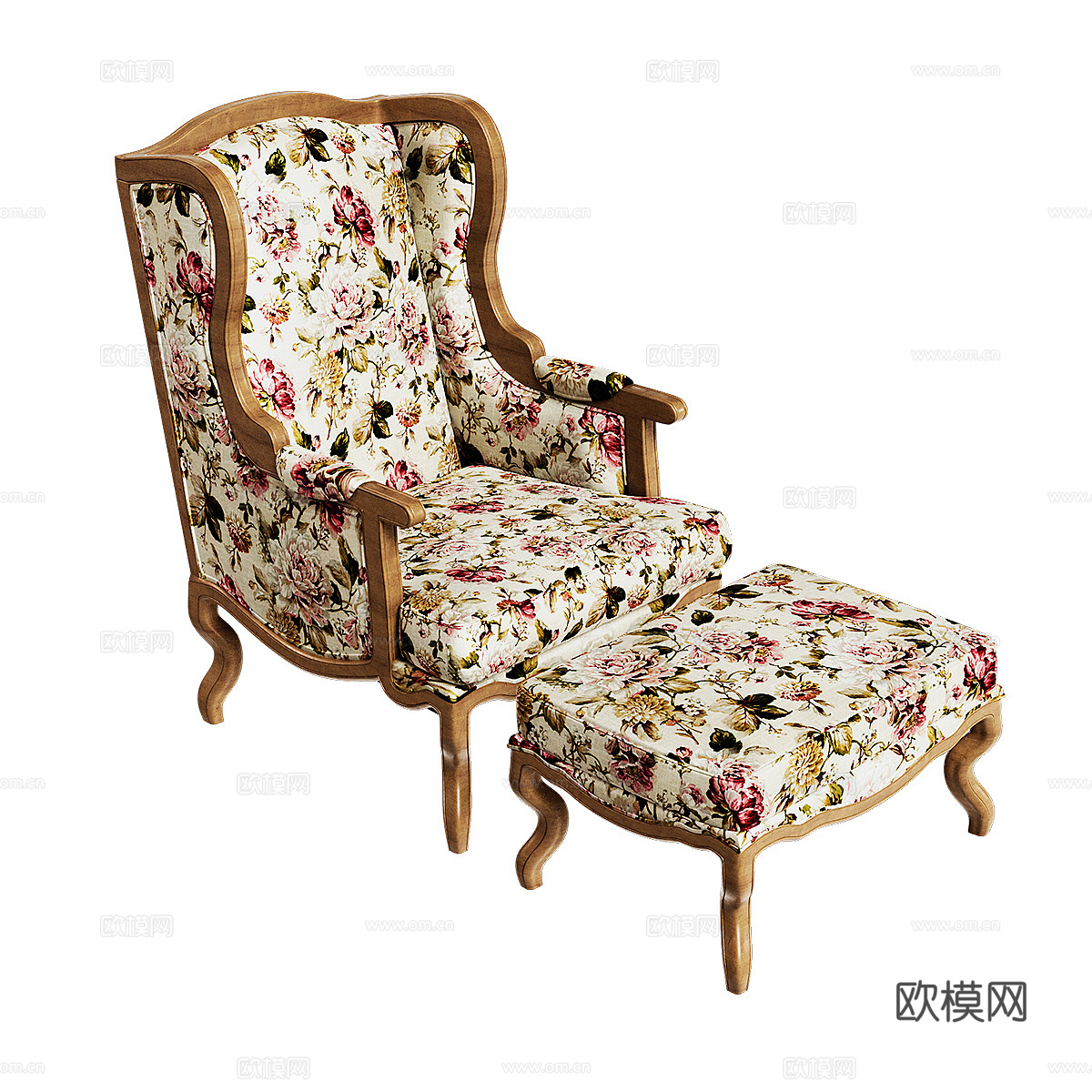 美式乡村布艺休闲椅3d模型