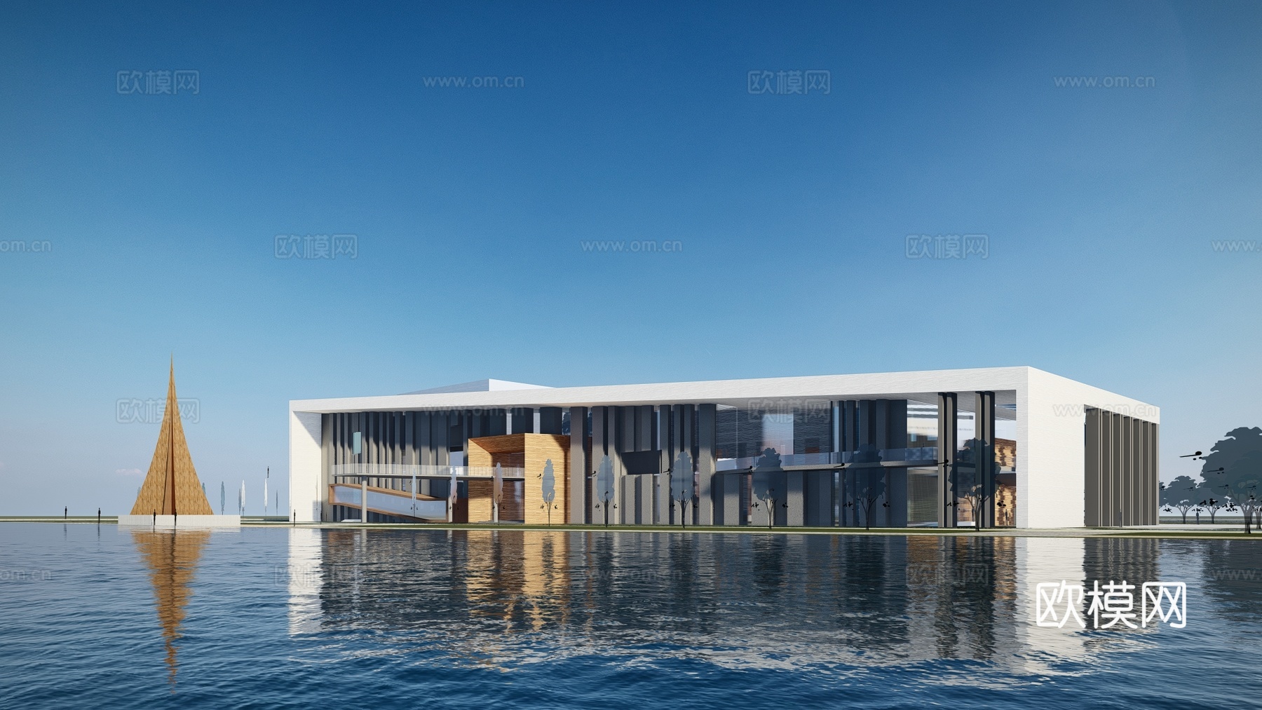 现代博物馆建筑外观su模型下载