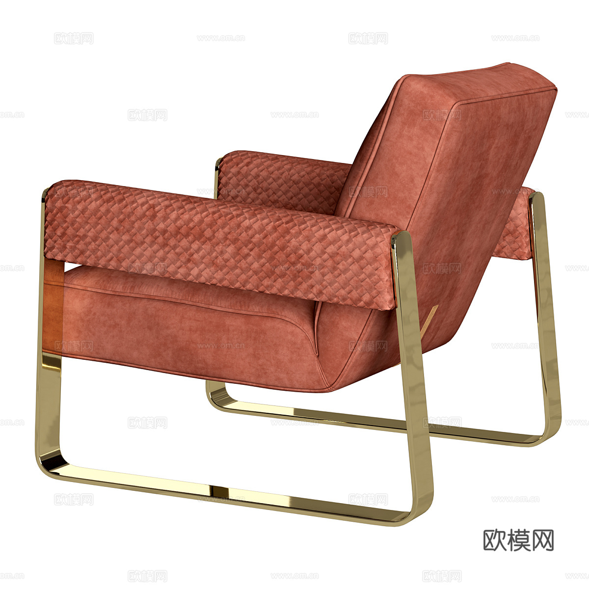 现代意式轻奢布艺扶手椅3d模型