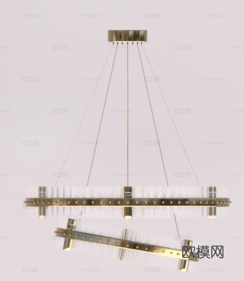 现代金属水晶吊灯su模型下载