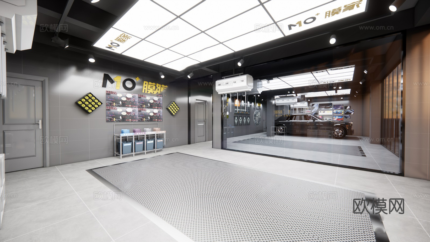 现代汽车修理店su模型下载