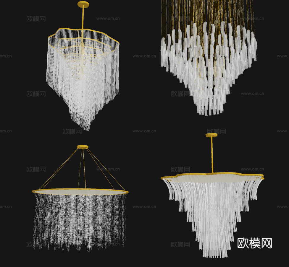 现代水晶吊灯su模型下载