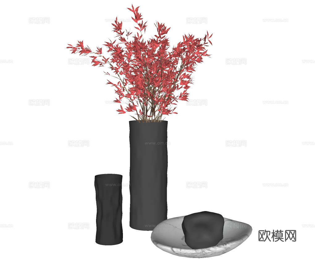 现代花瓶插花su模型下载