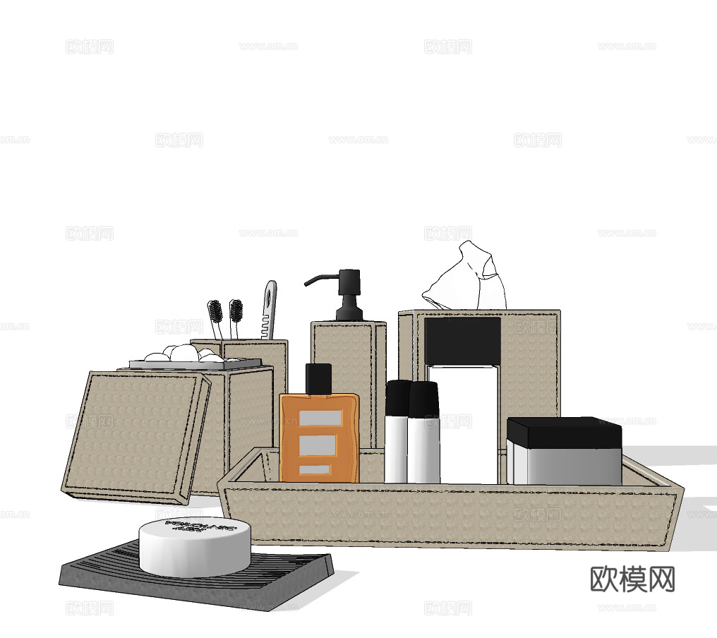 现代洗漱洗浴用品su模型下载