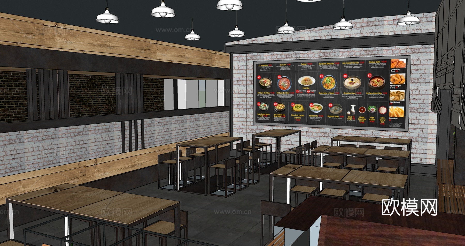工业风快餐店su模型下载