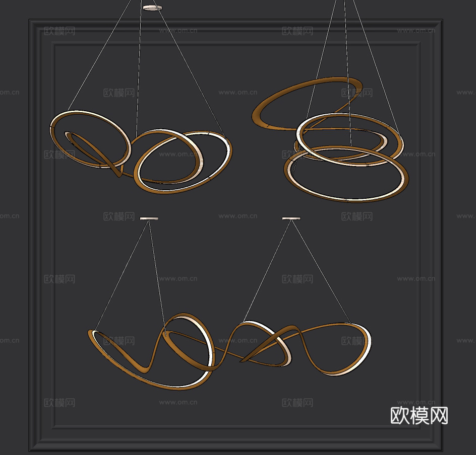 现代环形创意吊灯su模型下载