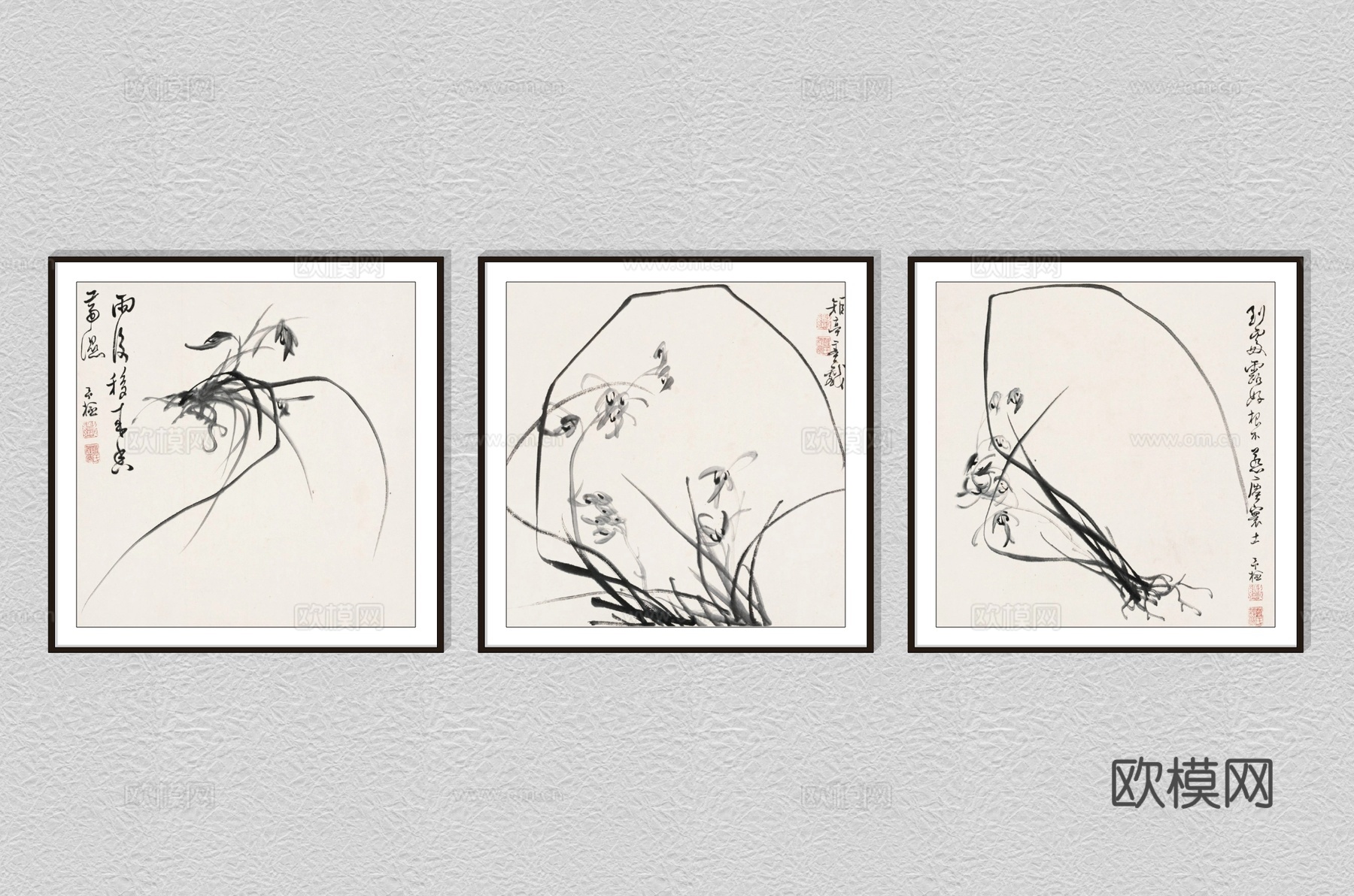 新中式字画装饰画su模型下载
