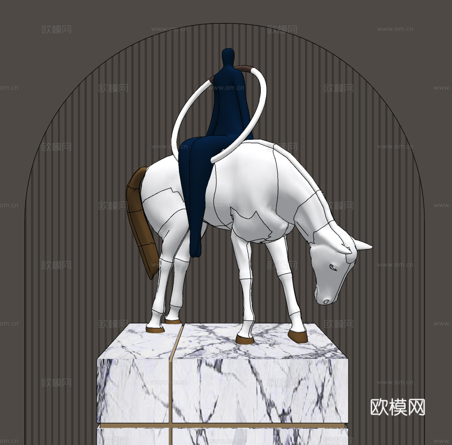 现代抽象人物雕塑小品su模型下载