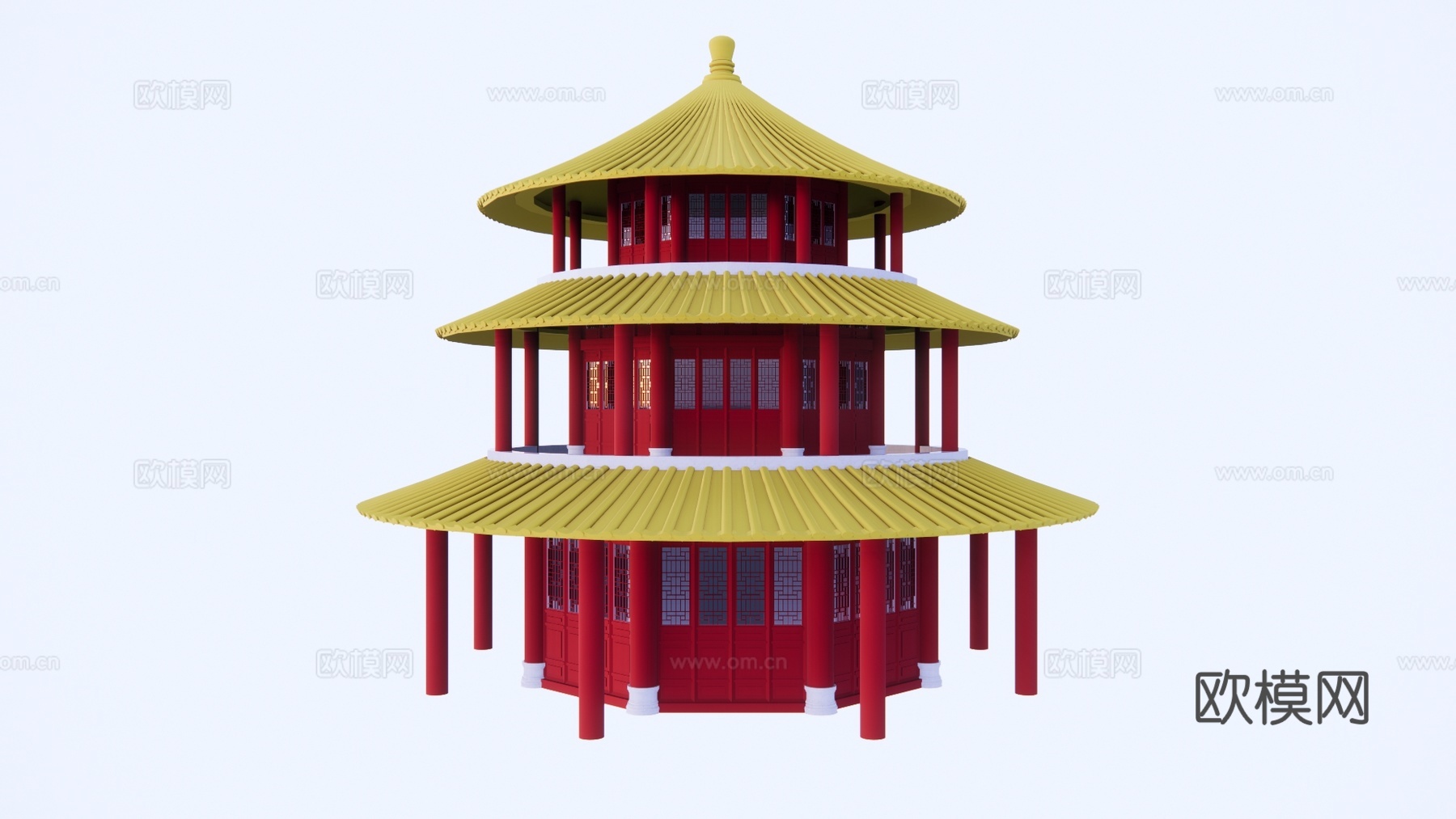 中式古建阁楼su模型下载