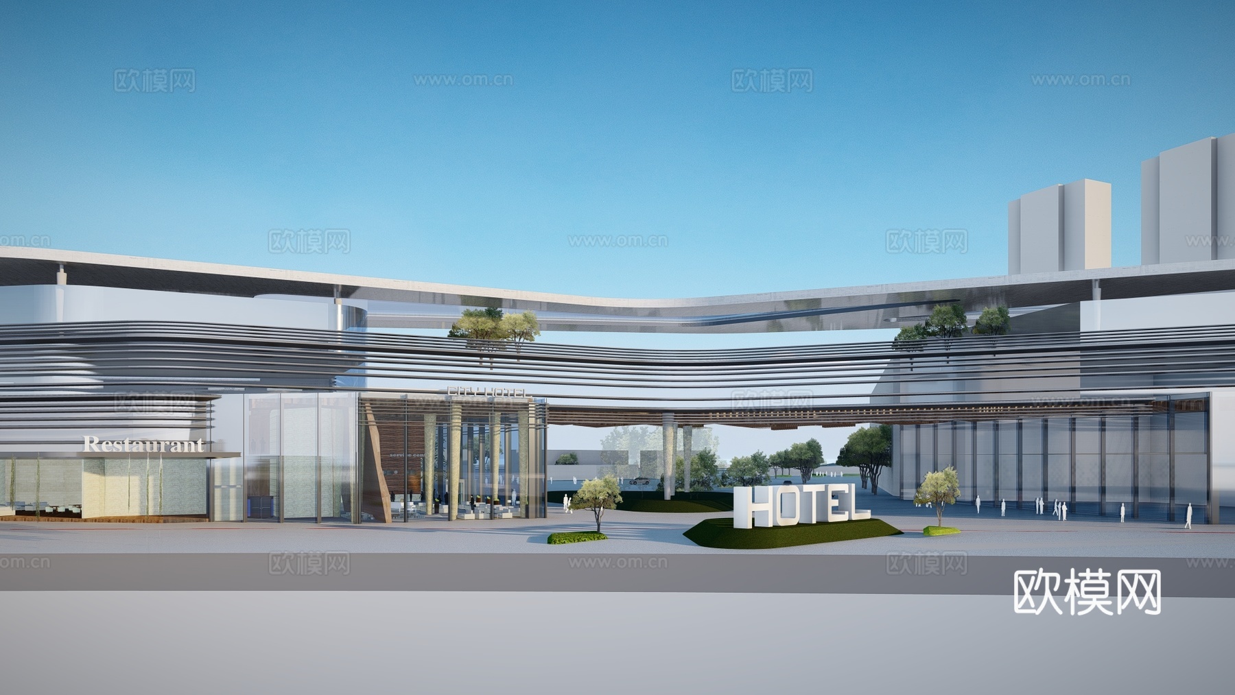 现代酒店建筑外观su模型下载