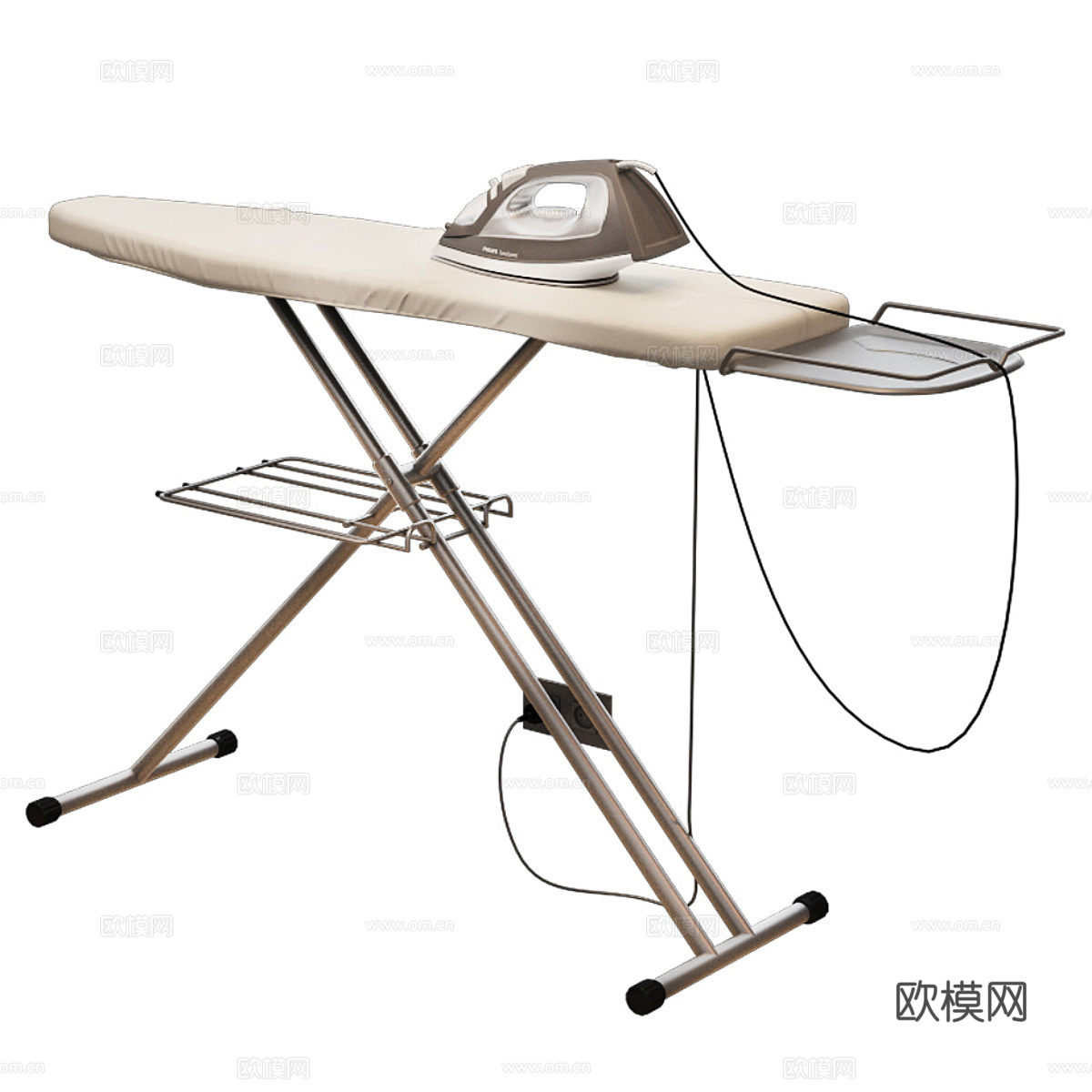 现代奶油风洗衣机 烘干机 熨衣板 折叠晾衣架3d模型