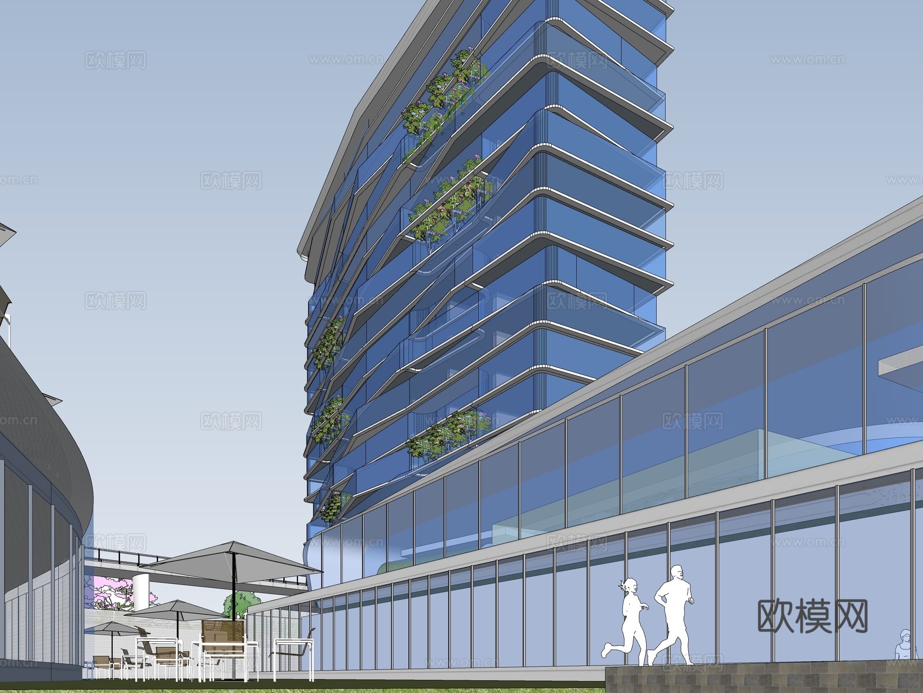 现代办公楼建筑外观su模型下载