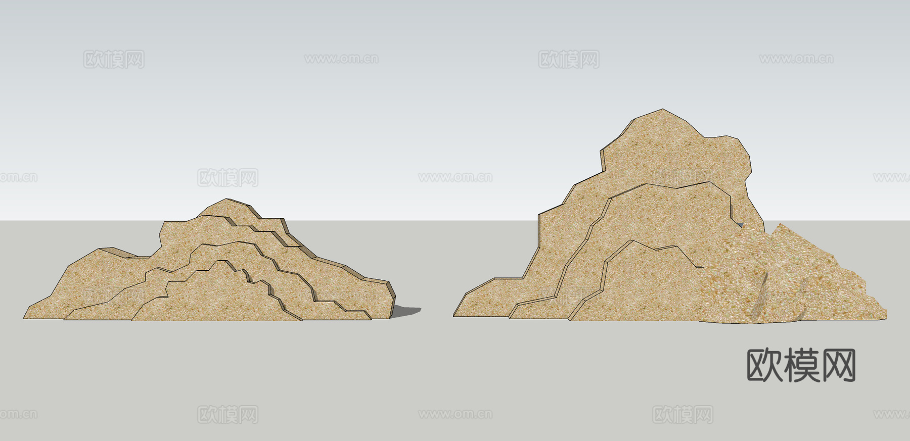 自然风片石拟山石su模型下载