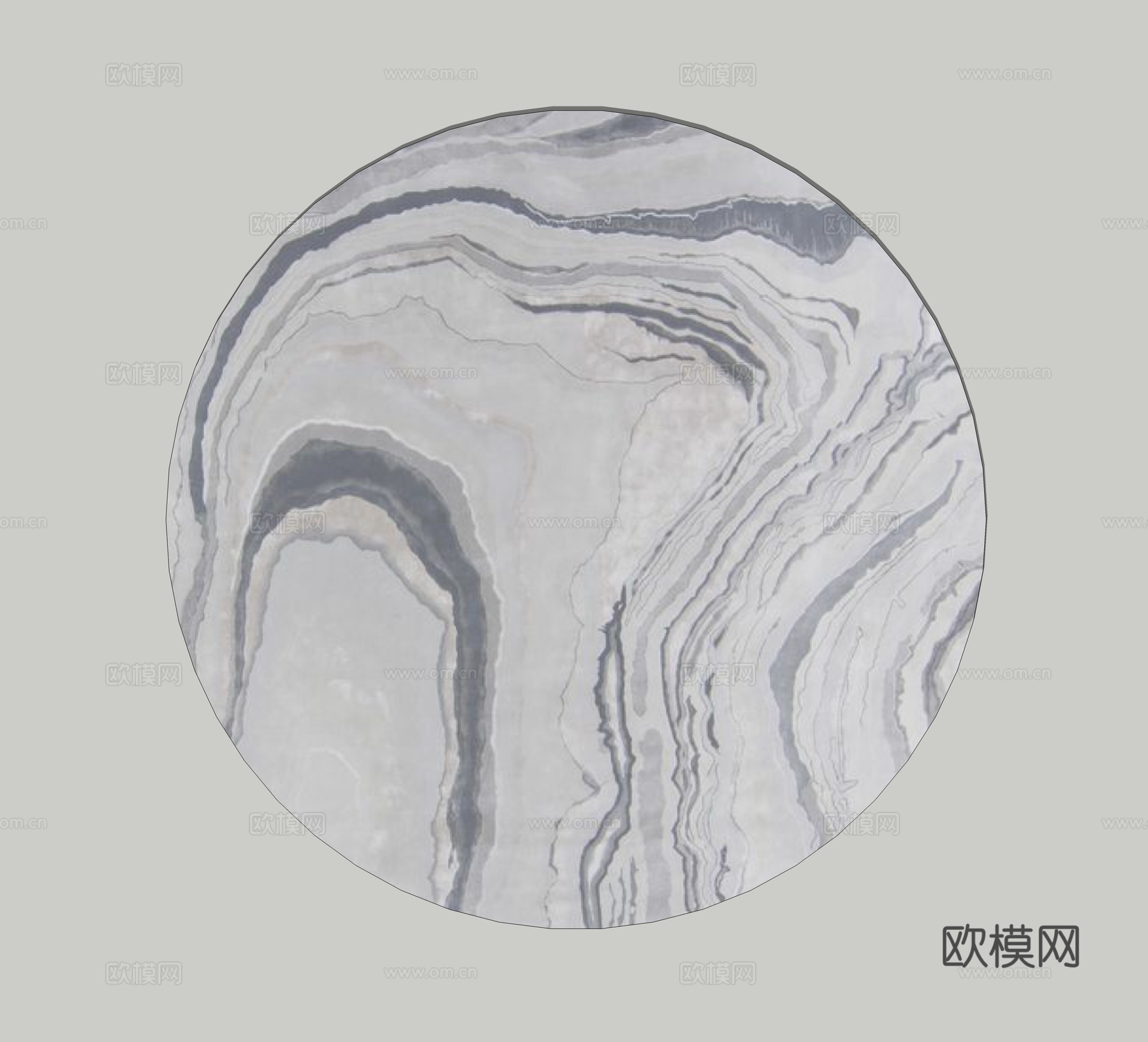 现代圆形艺术地毯su模型下载