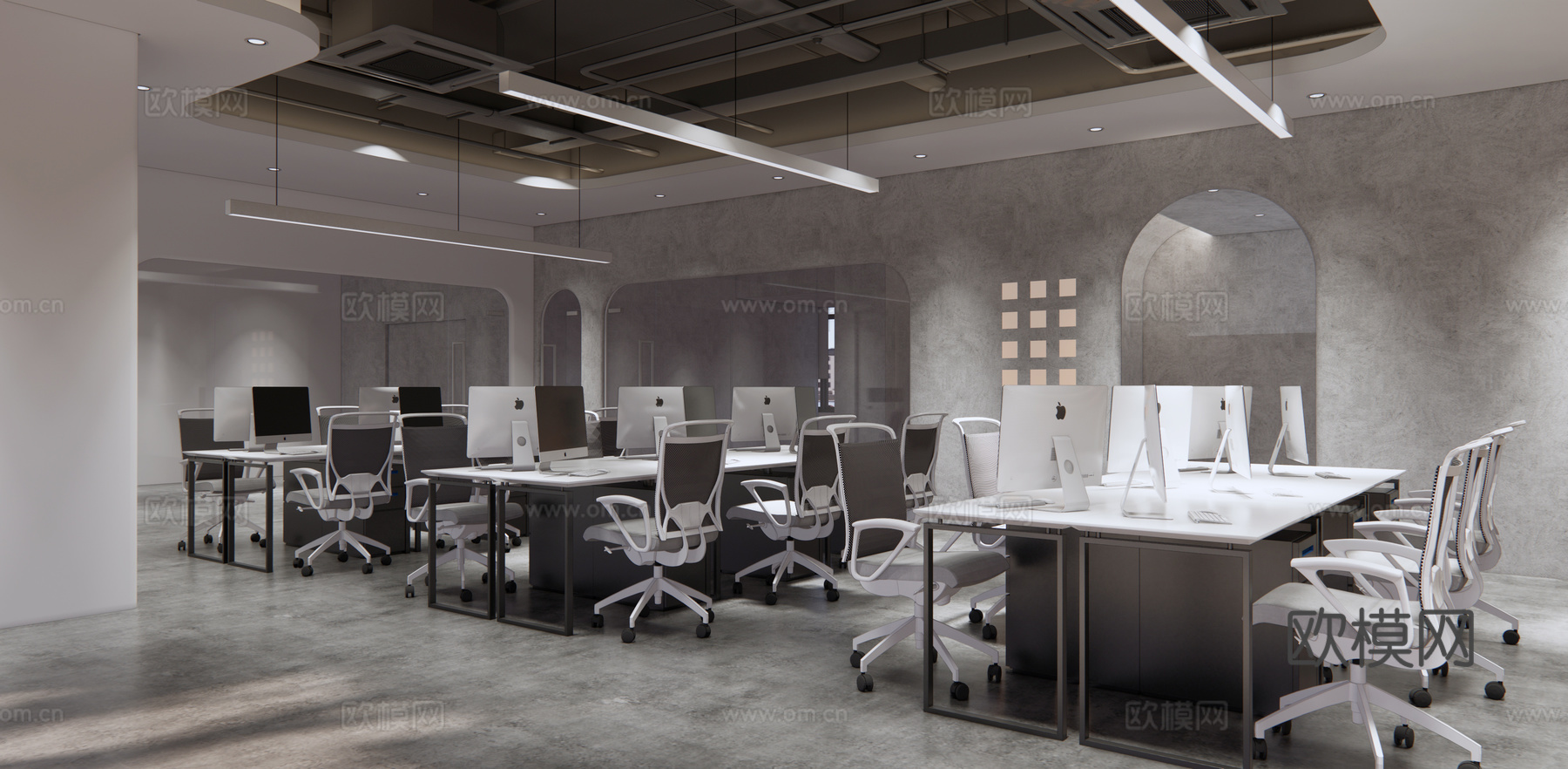 现代侘寂风办公室su模型下载下载（渲染图2）