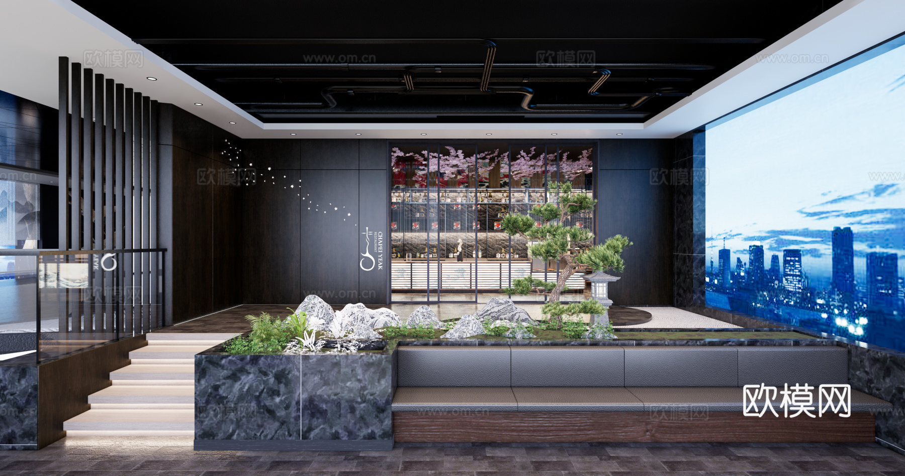 日式料理店收银区su模型下载
