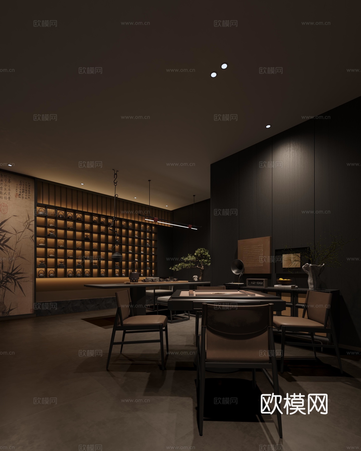 新中式茶室3d模型下载