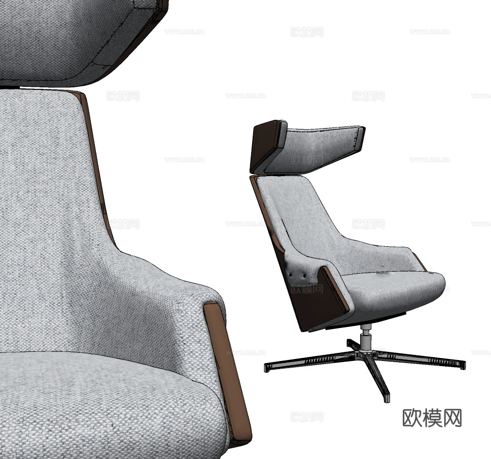 现代布艺办公椅班椅su模型下载