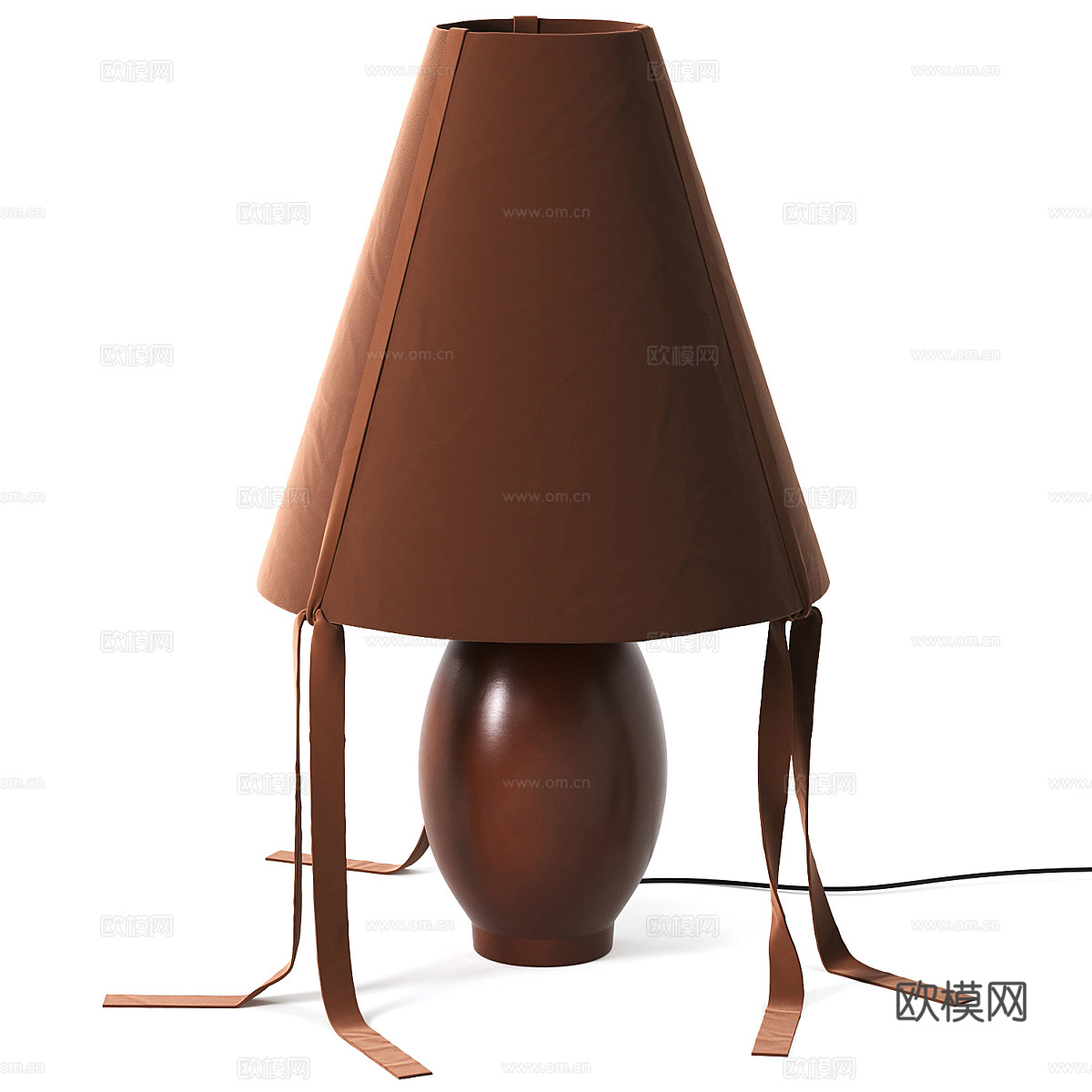 新中式棕色布艺陶瓷台灯3d模型