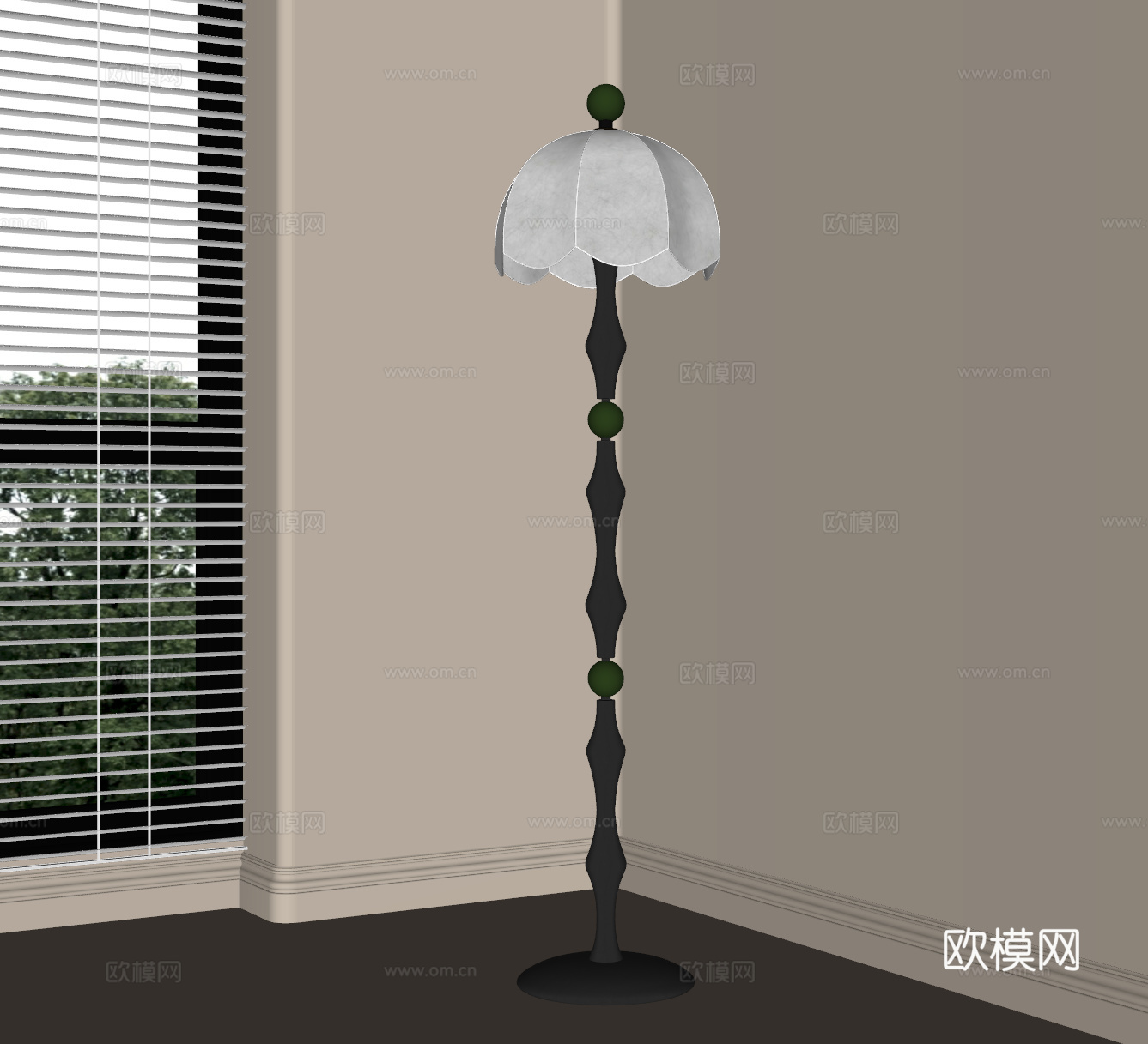 法式复古落地灯su模型