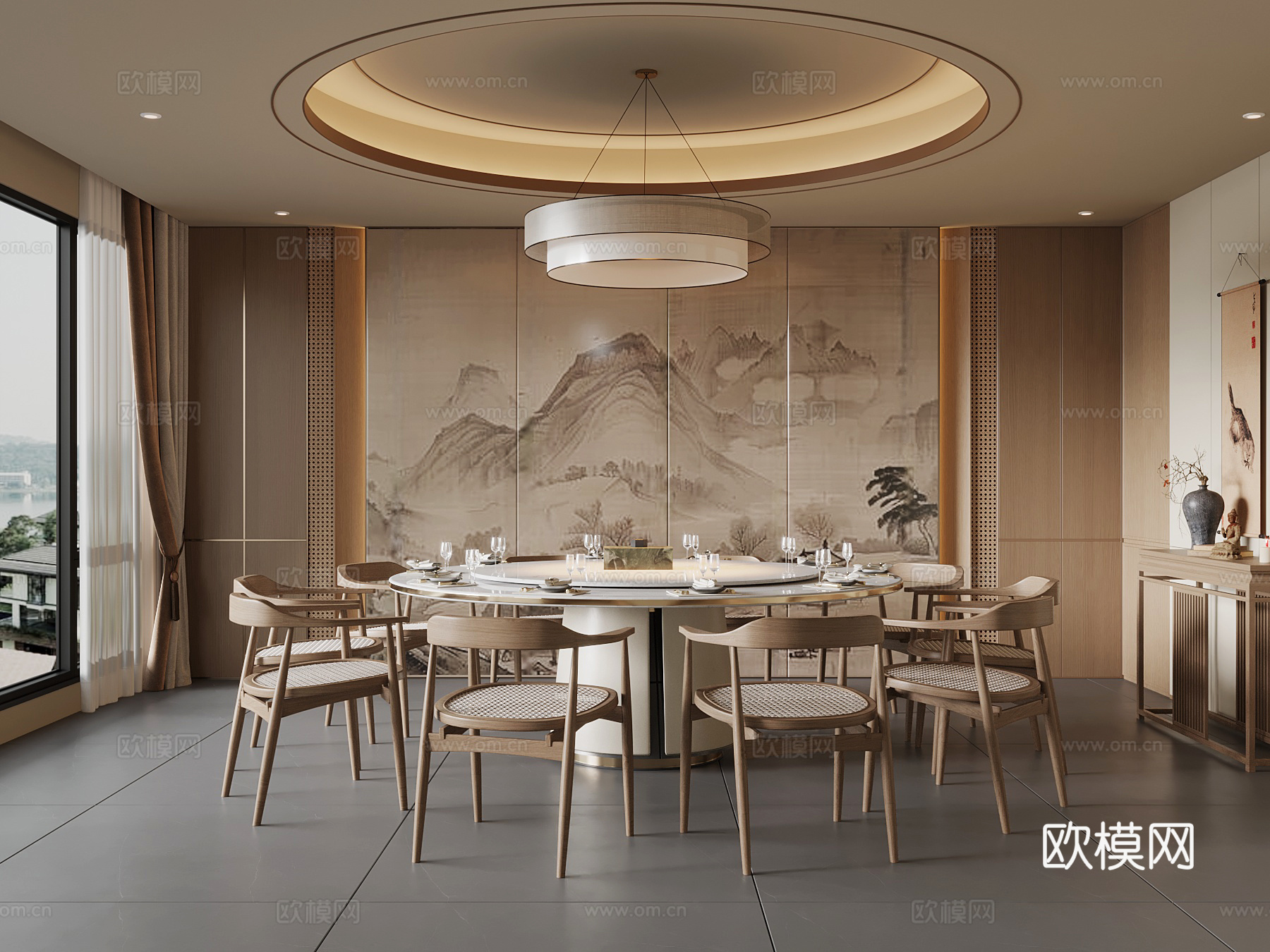 新中式包间 包厢 宋氏包间 餐桌椅3d模型