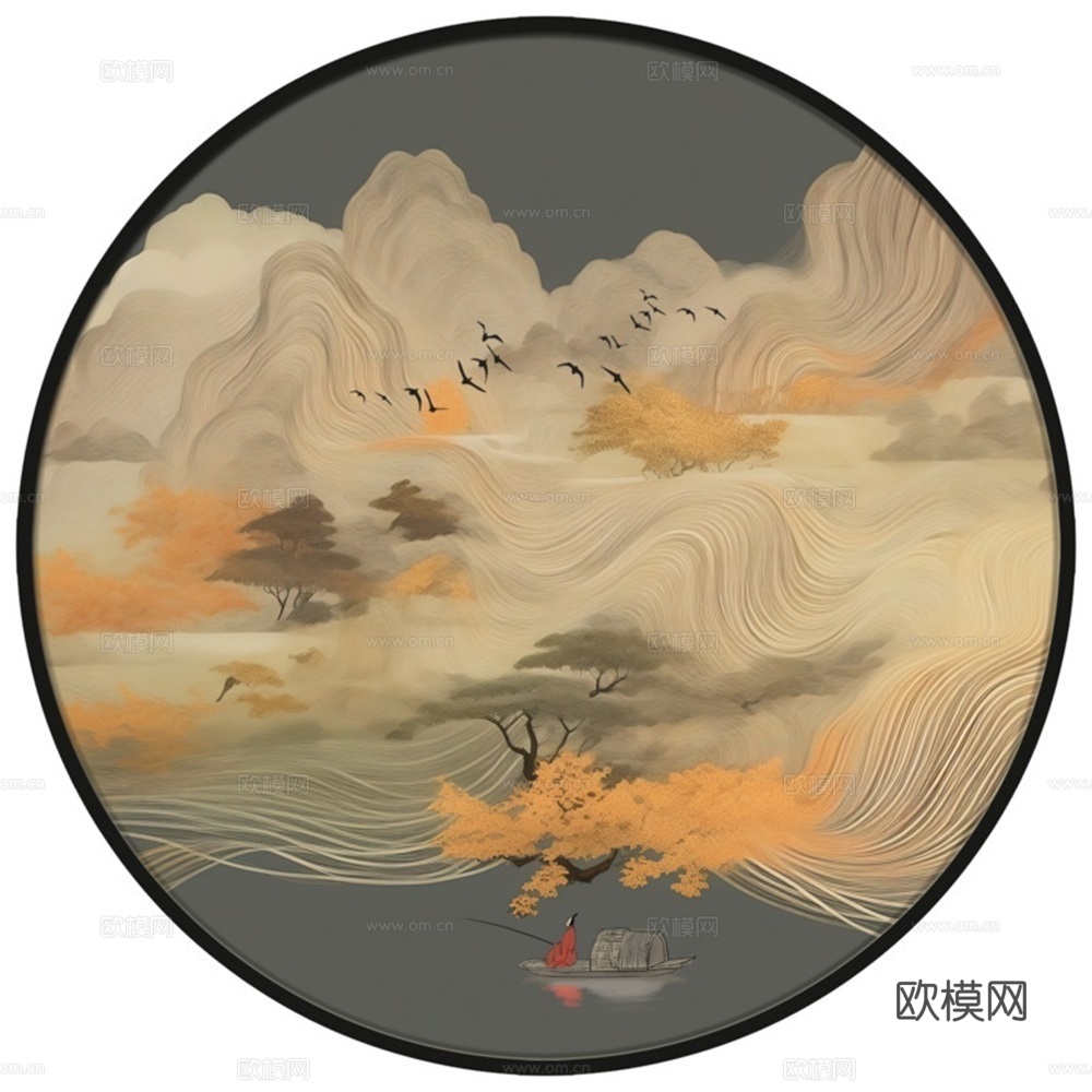 新中式圆形装饰画