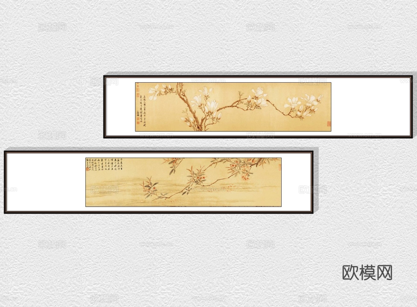新中式装饰挂画su模型下载