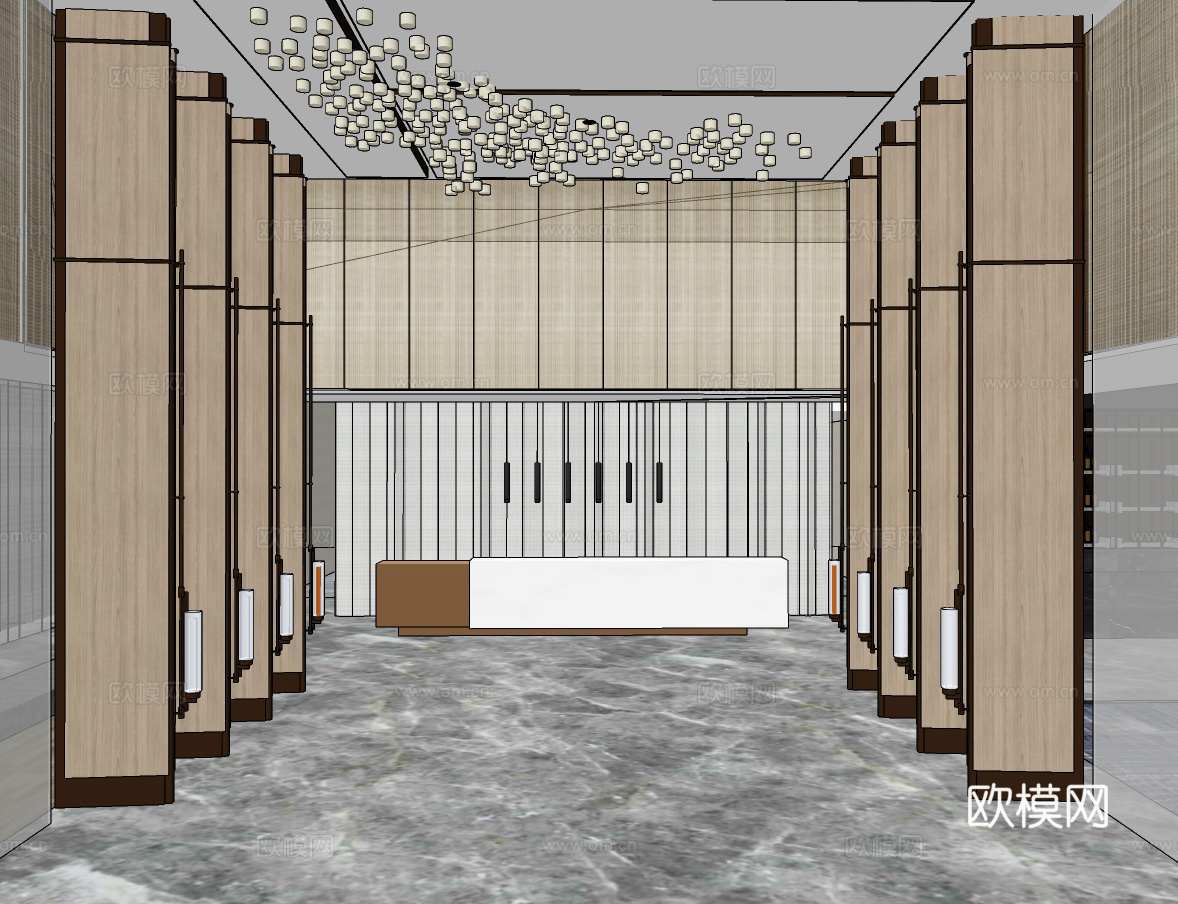 现代酒店大堂su模型下载